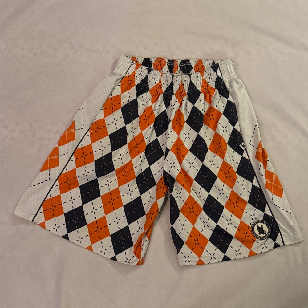 Flow Society Orange & Navy Argyle Patterned Shorts